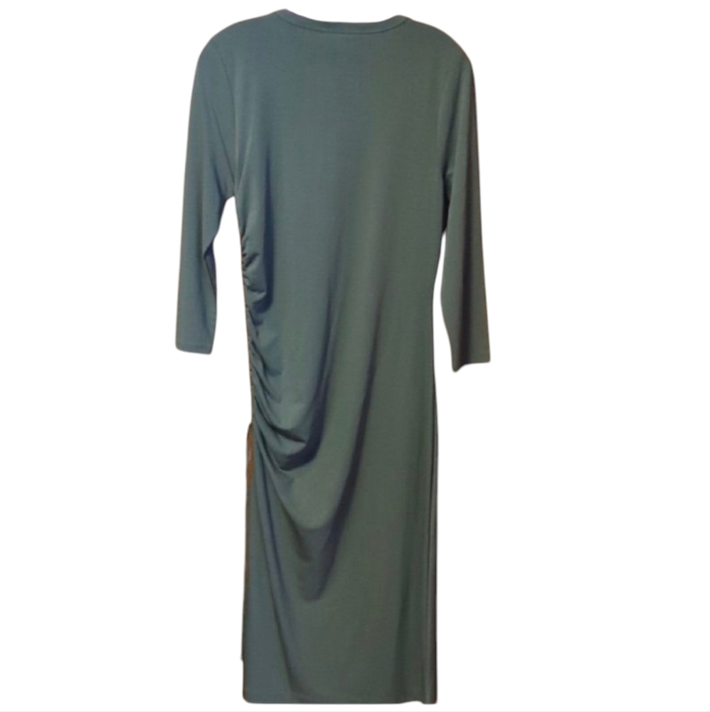 Banana Republic Green Sheath Midi Dress Long Sleeve Crew Neck